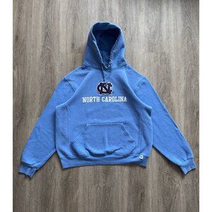 Rare Vintage Y2K Russell Athletic North Carolina Tar Heels NCAA Blue Hoodie Logo